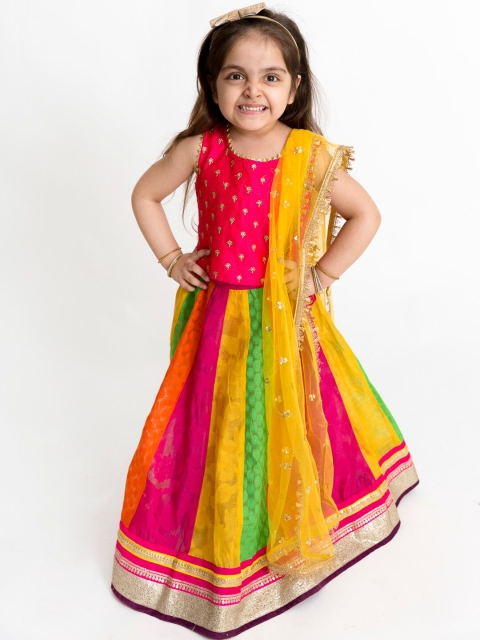 

Lil Peacock Multicoloured Ready to Wear Lehenga & Blouse with Dupatta, Multi