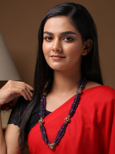 Shoshaa Gold & Violet Statement Necklace