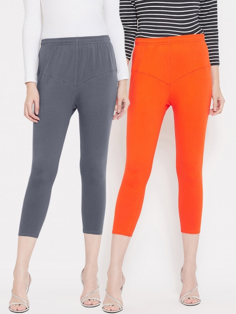 

Tulsattva Women Pack Of 2 Solid Three-Fourth Length Leggings, Grey