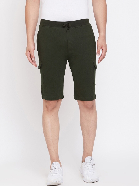 

Okane Men Olive Green Solid Lounge Shorts