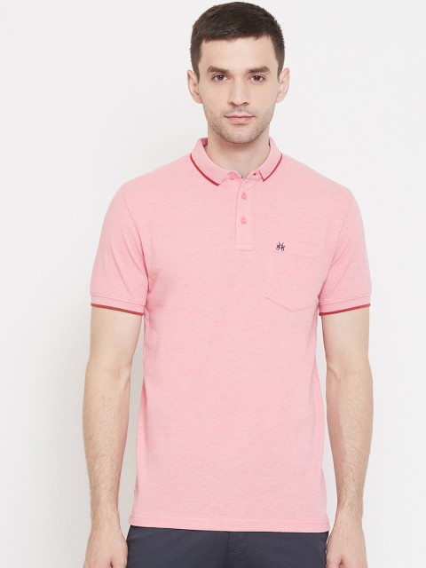 

Crimsoune Club Men Pink Solid Polo Collar T-shirt