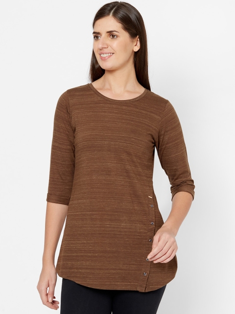 

Juliet Women Brown Self-Design Lounge Tshirt