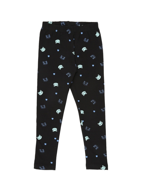 

CHALK by Pantaloons Girls Black & Blue Printed Ankle-Length Leggings