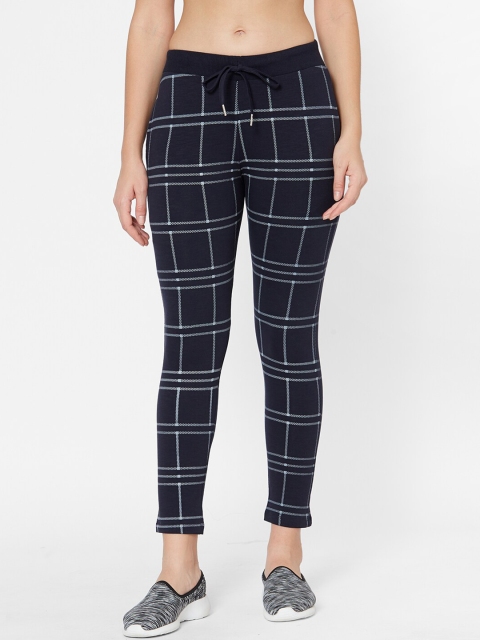 

Juliet Women Navy Blue Checked Sports Active Wear Track Pants