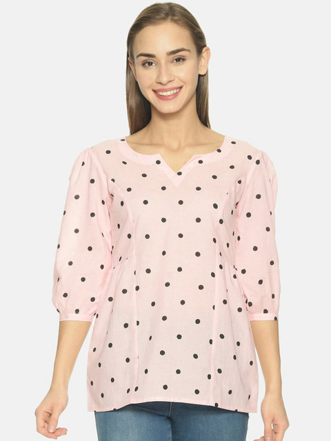 

NANGALIA RUCHIRA Women Pink & Black Printed Top