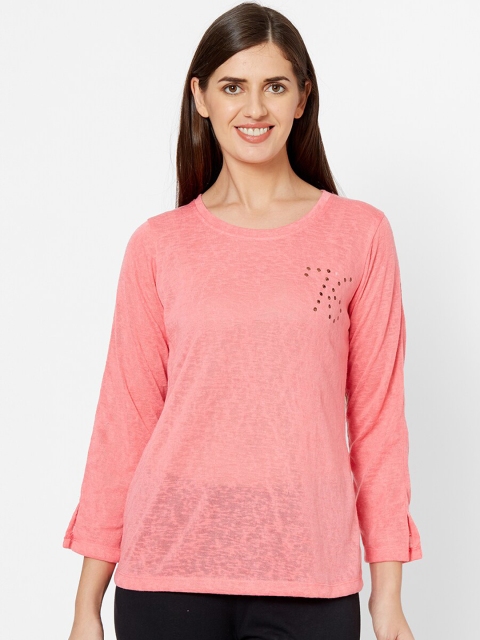 

Juliet Women Peach-Coloured Solid Lounge T-Shirt