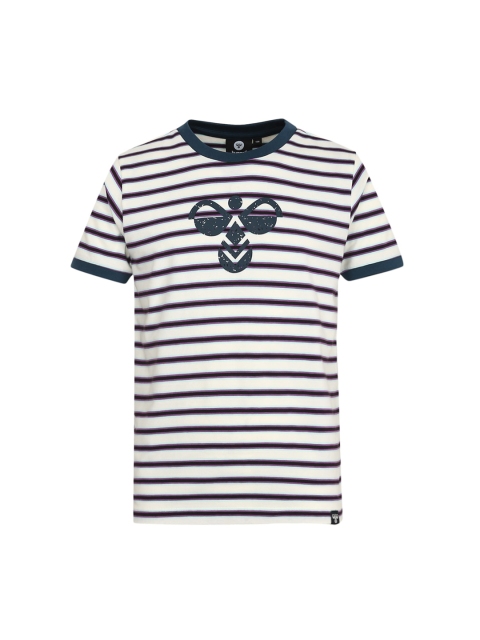 

hummel Kids Purple & Navy Blue Striped Round Neck T-shirt