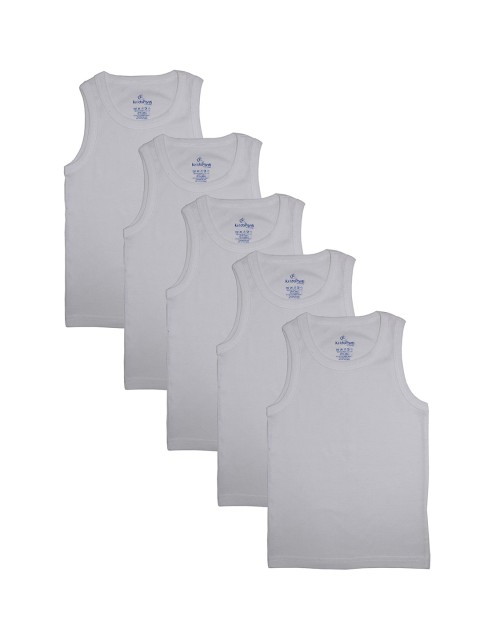

KiddoPanti Boys Pack Of 5 White Solid Rib Innerwear Vests AW20BVT001