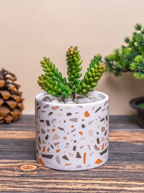 

TIED RIBBONS White & Brown Printed Ceramic Flower Vase
