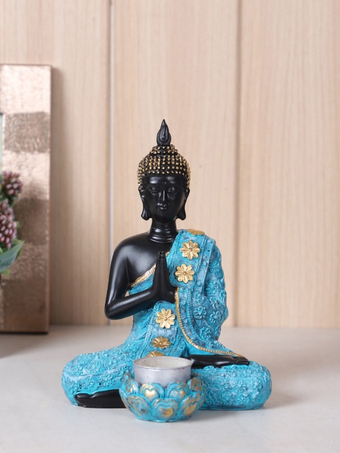 

TAYHAA Blue & Black Polyresin Lord Buddha Showpiece