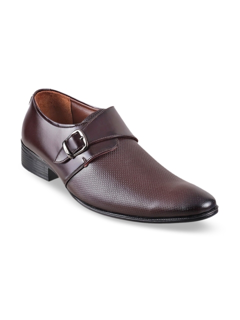 

Metro Men Maroon Solid Leather Formal Monks