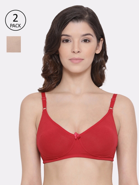 

LYRA Pack Of 2 Solid Non-Wired Non Padded Everyday Bras 513_SK_REDL, Red