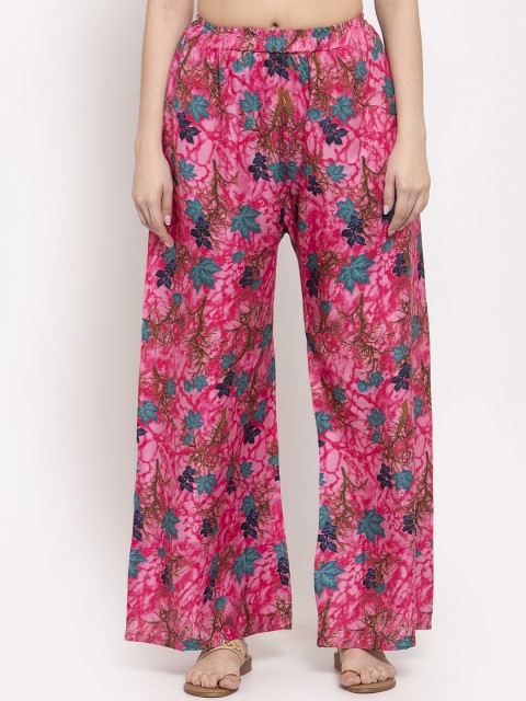 

TAG 7 Women Pink Printed Flared Palazzos