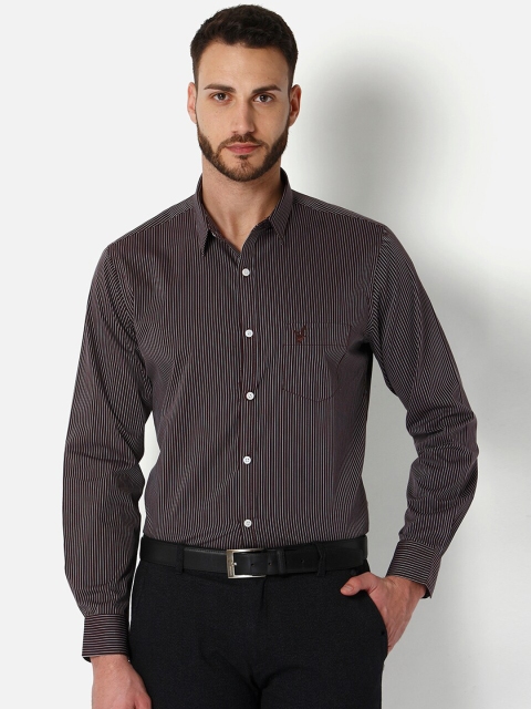 

URBAN SCOTTISH Men Brown & White Slim Fit Striped Formal Shirt
