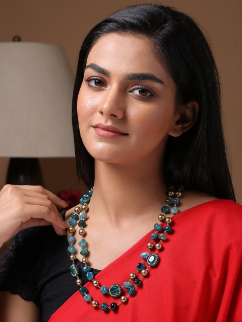 

Shoshaa Teal Blue & Gold-Plated Statement Necklace