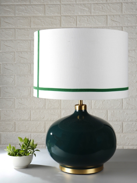 

Grated Ginger White & Green Self Design Handcrafted Table Top Lamp with Shade