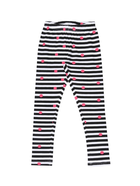 

CHALK by Pantaloons Girls White & Black Striped Ankle-Length Leggings