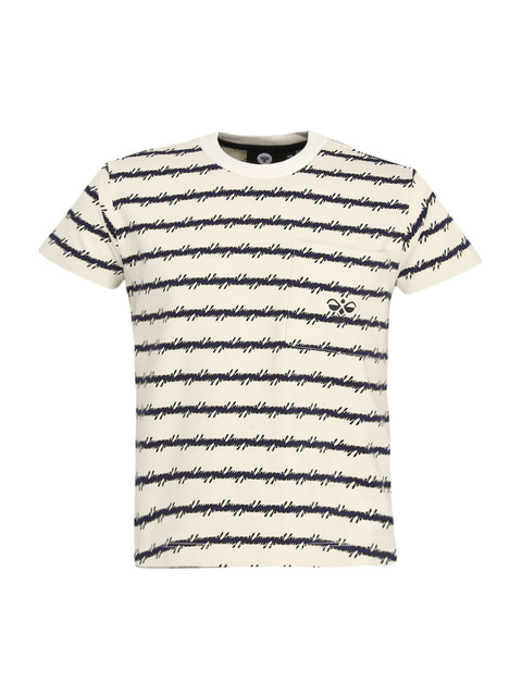 

hummel Kids Navy Blue & Beige Striped Round Neck T-shirt