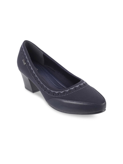 

Metro Women Navy Blue Woven Design Pumps
