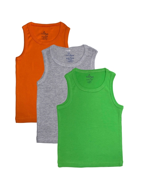 

KiddoPanti Boys Pack Of 3 Solid Rib Innerwear Vests, Grey