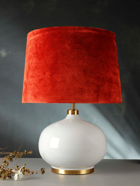 

Grated Ginger Rust & White Solid Handcrafted Table Top Lamp with Shade