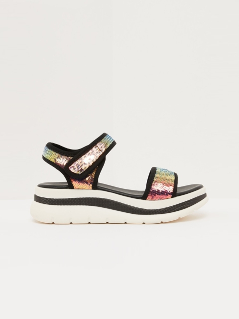 

shoexpress Women Blue & Gold-Toned Embellished Sandals