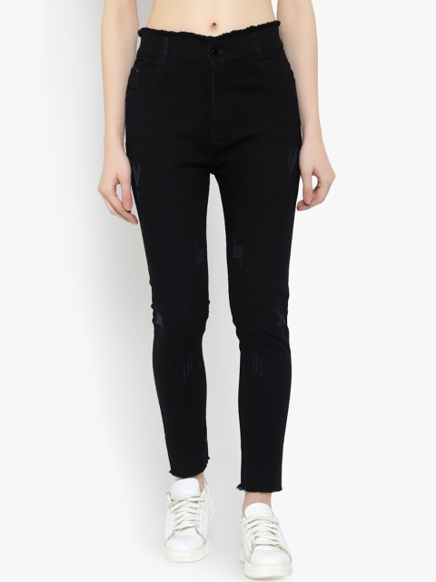 

Perfect Outlet Women Black Skinny Fit High-Rise Low Distress Jeans