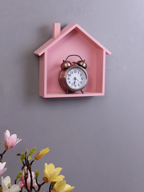 

WISHTANK Pink Small House Shape MDF Basic Wall Shelf