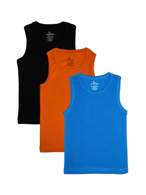 

KiddoPanti Boys Pack Of 3 Solid Rib Innerwear Vests AW20BVT001, Orange