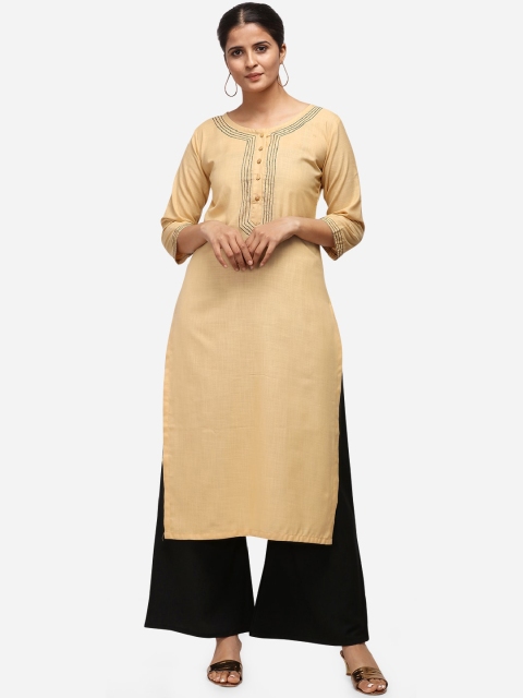 

Silk Bazar Women Beige & Black Solid Kurta with Palazzos