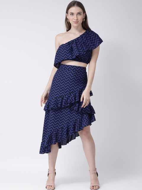 

Aayna Women Purple Chevron Two Piece Dress