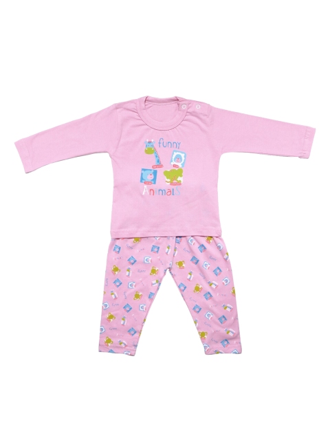 

YK Unisex Kids Pink & Blue Printed Night suit