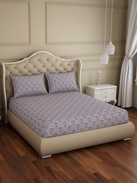 

Welspun Multicoloured Ethnic Motifs 150 TC Polycotton 1 Queen Bedsheet with 2 Pillow Covers, Multi