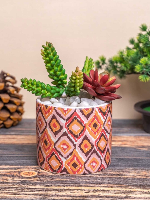 

TIED RIBBONS Multicoloured Printed Ceramic Flower Vase, Multi