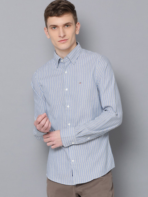 

GANT Men Blue & White Slim Fit Striped Casual Shirt