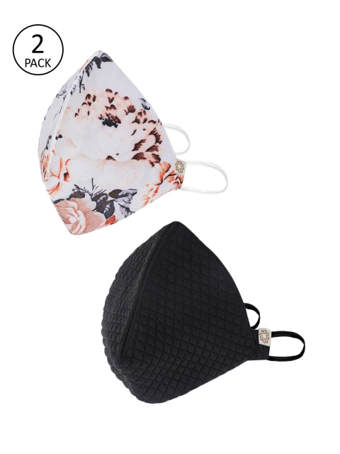 

VASTRAMAY Unisex Pack of 2 Black and Lavender 4-Ply Reusable Cloth Mask