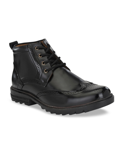 

Sir Corbett Men Black Solid Mid-Top Flat Boots
