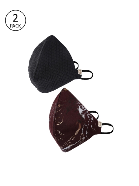

VASTRAMAY Unisex 2 Pcs Muticoloured Reusable 4-Ply Protective Outdoor Masks, Maroon