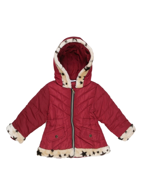 

The Sandbox Clothing Co. Girls Maroon Printed Windcheater Puffer Jacket