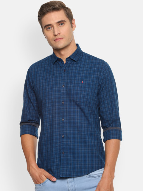 

Louis Philippe Jeans Men Navy Blue Slim Fit Checked Casual Shirt