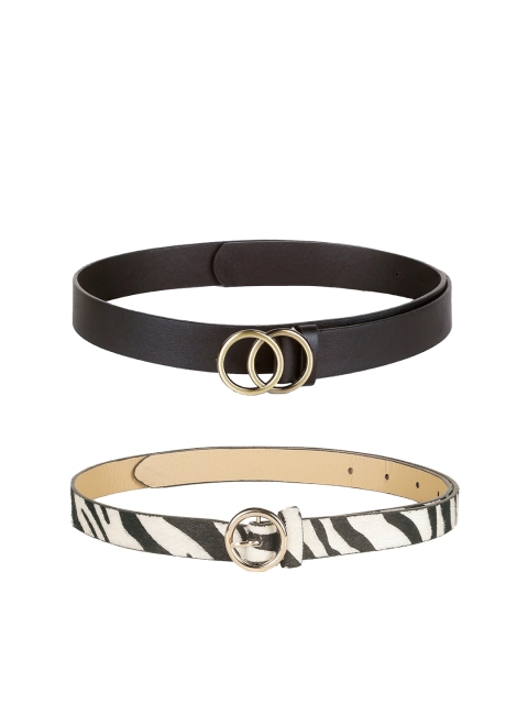 

Crusset Women Set of 2 Belt, Black