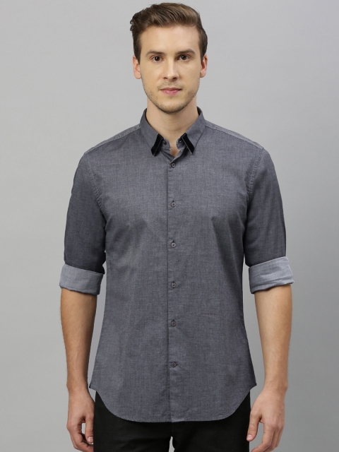 

RARE RABBIT Men Grey Tailored Fit Solid Casual Shirt