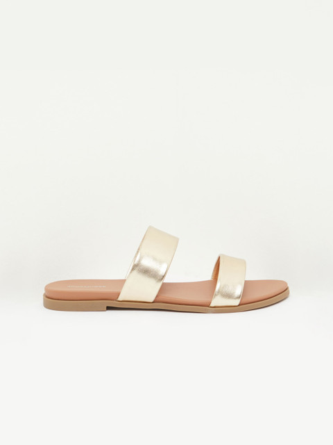 

shoexpress Women Gold-Toned Solid Open Toe Flats