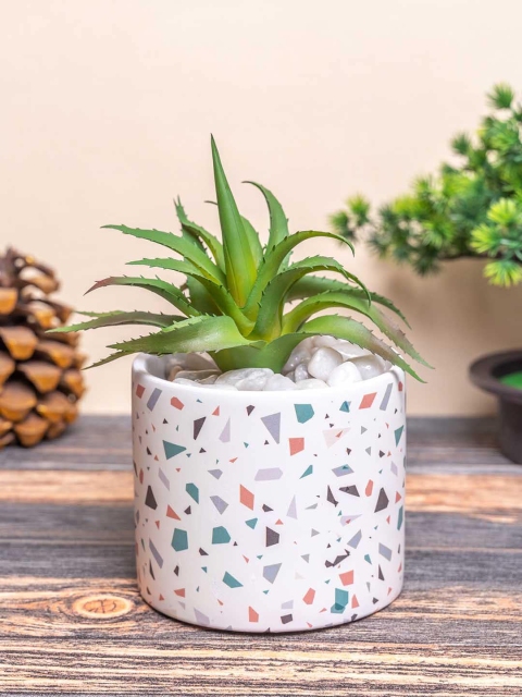 

TIED RIBBONS White & Grey Printed Ceramic Flower Vase