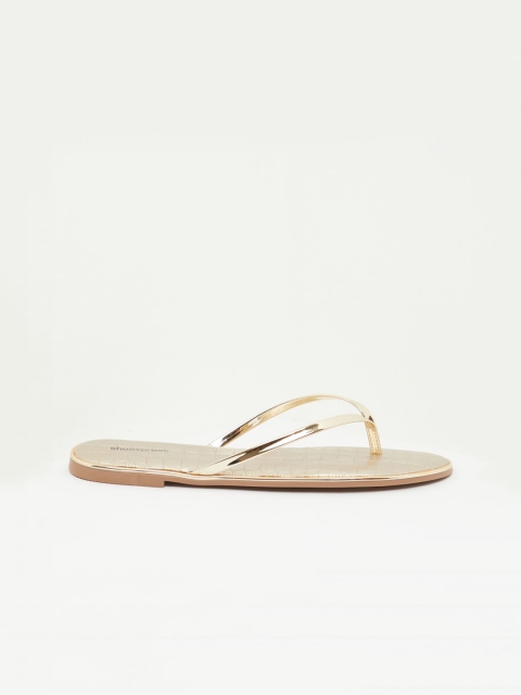 

shoexpress Women Gold Animal Textured T-Strap Flats