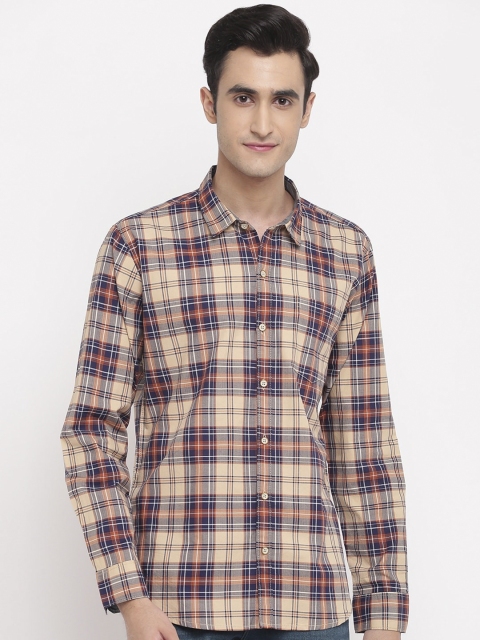 

GHPC Men Brown & Beige Slim Fit Checked Casual Shirt