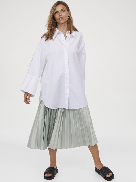 

H&M Women Grey Solid Pleated Skirt