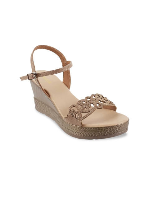 

Mochi Women Antique Gold Embellished Wedges