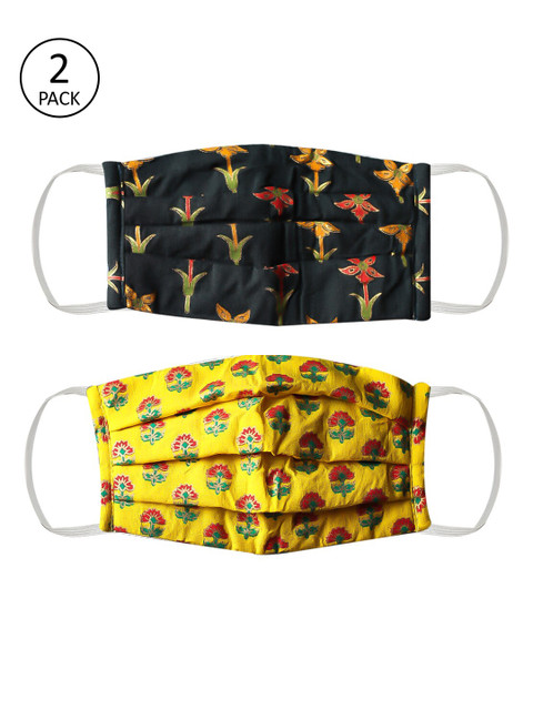 

Bellofox Unisex 2 Pcs Printed 3-Ply Reusable Cloth Masks, Yellow
