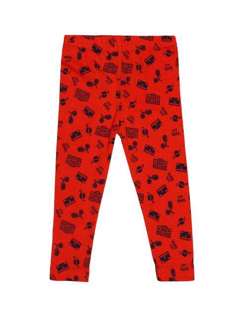 

First Kick Girls Red & Black Printed Ankle-Length Leggings
